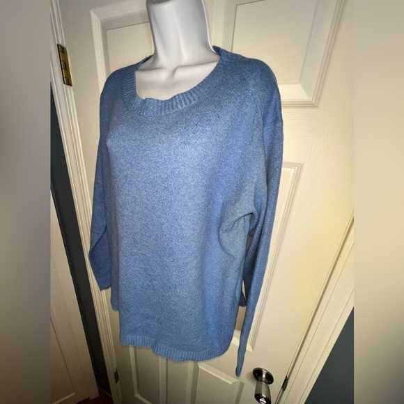 J. Jill Women's Medium Tall Blue Cotton Knit Crewneck Sweater Tunic Top MT - Picture 4 of 11